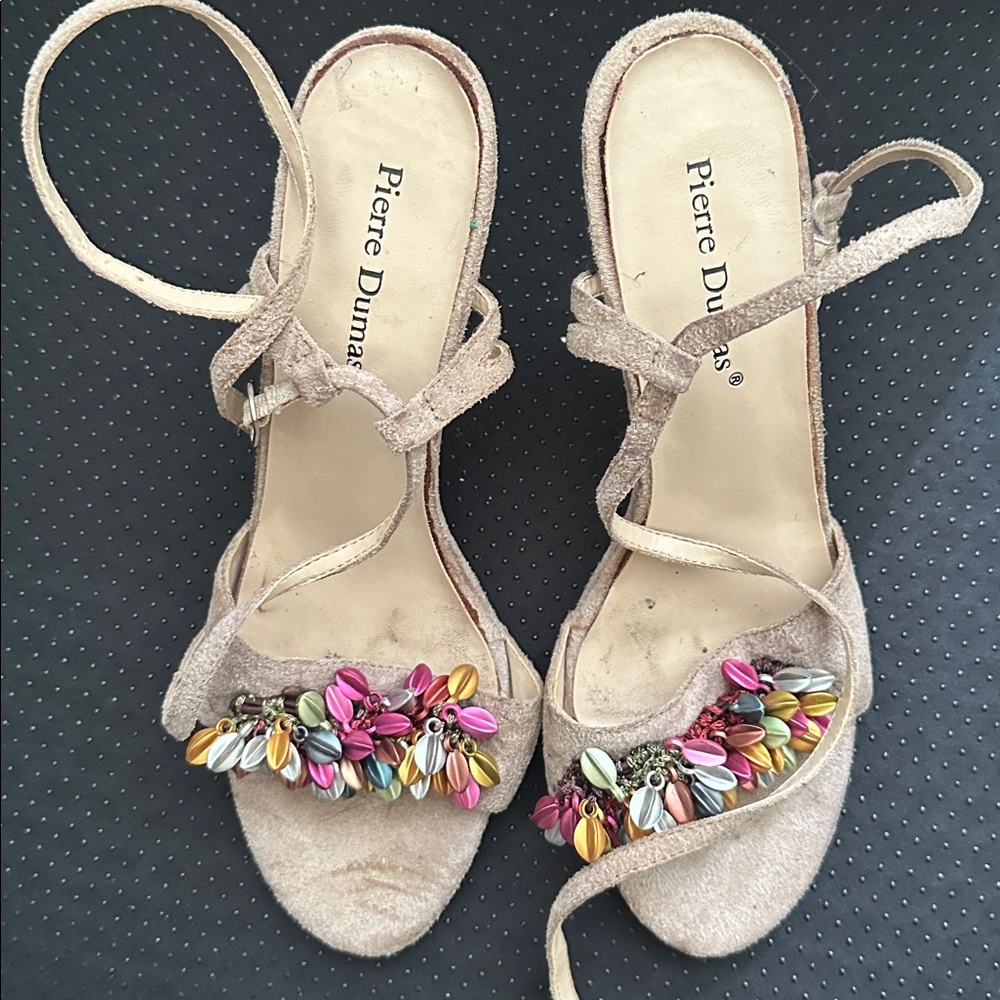 Pierre Dumas Multicolor Beaded Strappy Sandals